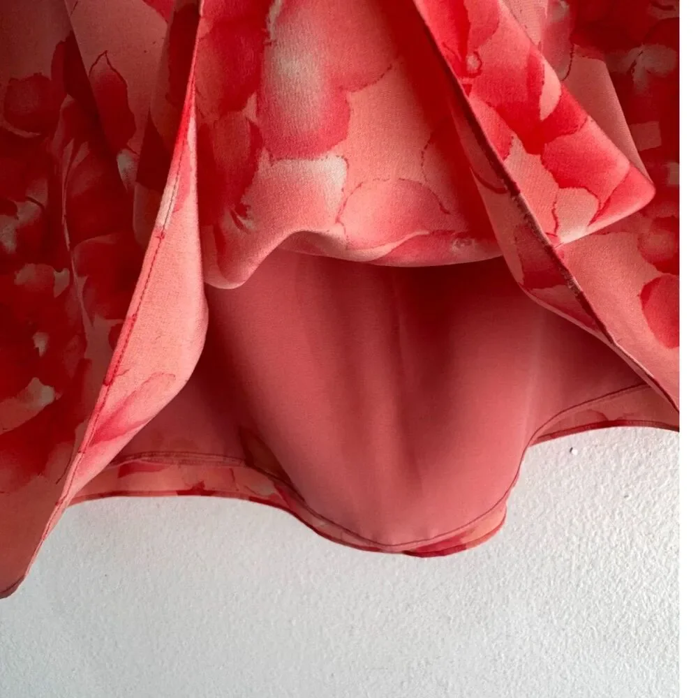Josephine Chaus 100% silk skirt spring summer floral easter casual women 14p